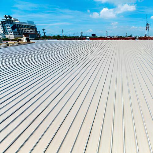 view from above of a commercial metal roof