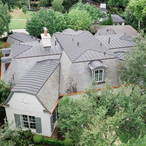 view from above of a metal roof