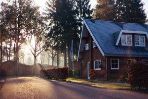 Brick house with tiled roof